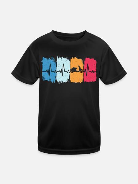 rollerfahren retro herzschlag scooter moped - Kinder Funktions-T-Shirt - Schwarz - Vorne