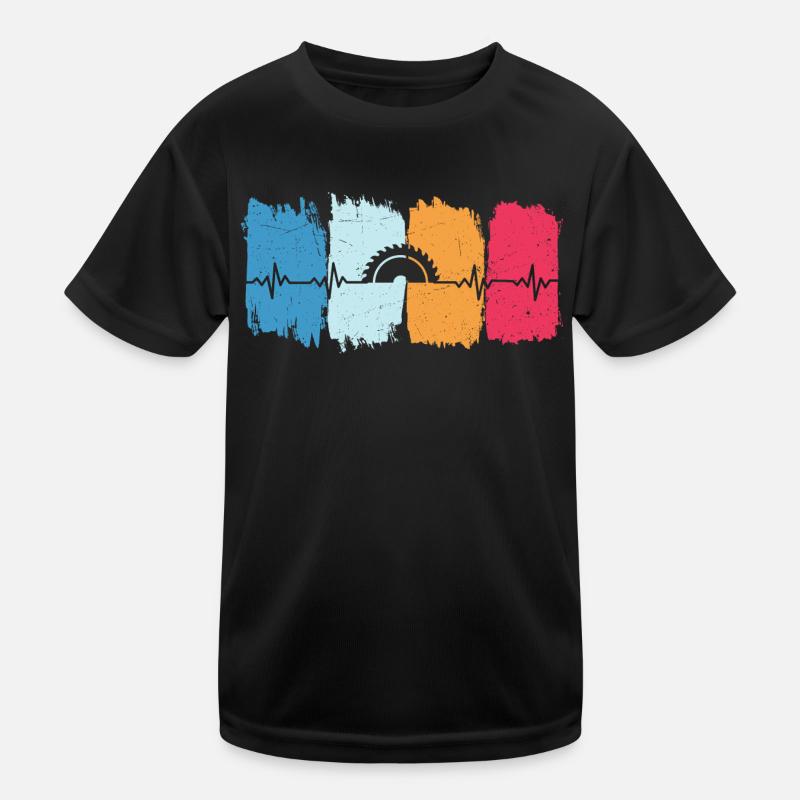 Tischler Sägezahn retro Herzschlag Sägeblatt Kinder Funktions-T-Shirt