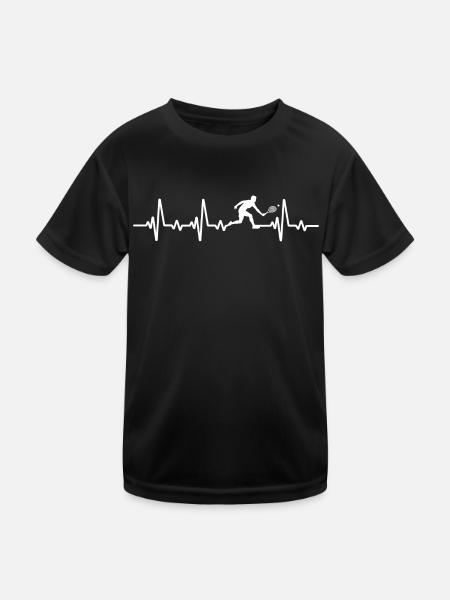 Tennis Heartbeat Tennis Player Playing Tennis - Kids Functional T-Shirt - black - Front