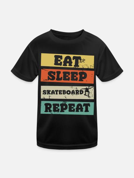 Manger dormir Planche à roulettes Répéter - T-shirt sport Enfant - noir - Devant