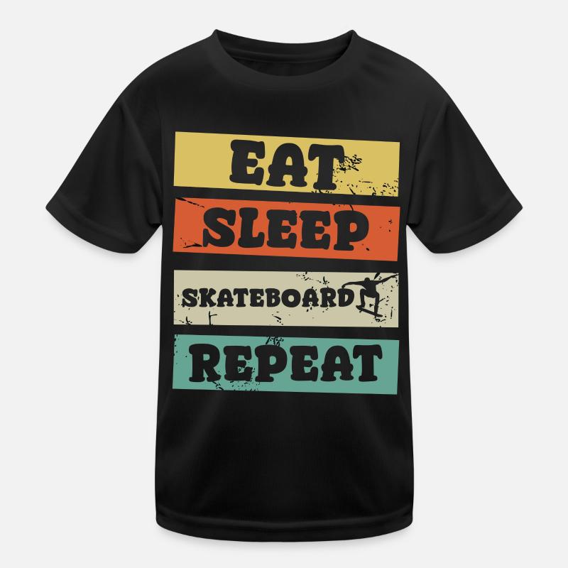 eat sleep skateboard repeat Kinder Funktions-T-Shirt