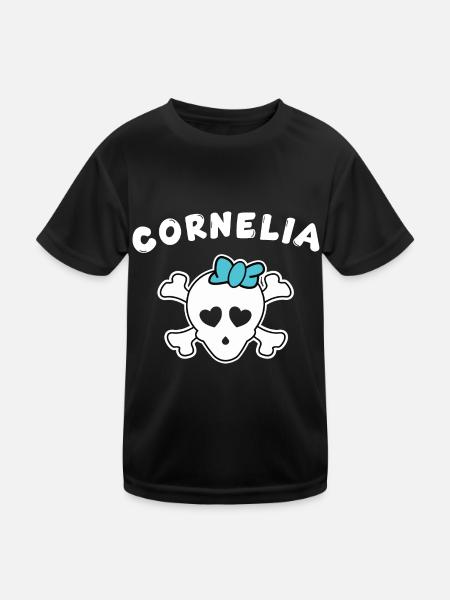 Piratin Cornelia Design für Mädchen und Frauen - Kinder Funktions-T-Shirt - Schwarz - Vorne