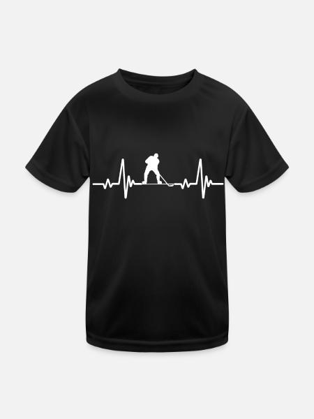 Eishockeyspieler Design - Kinder Funktions-T-Shirt - Schwarz - Vorne