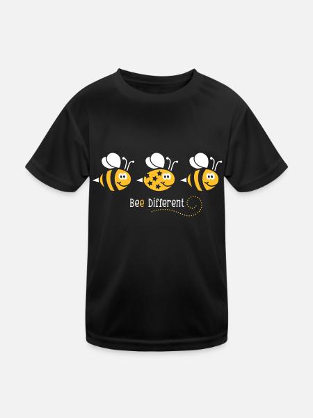 Be different - be yourself - Biene - Bee - 2C - Kinder Funktions-T-Shirt - Schwarz