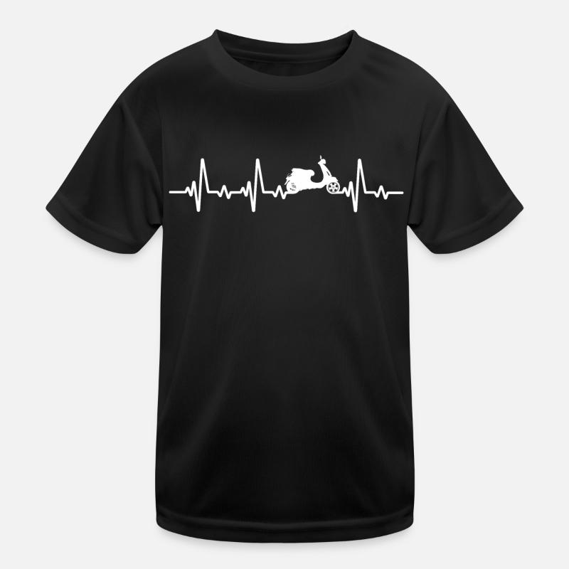 Motorroller Herzschlag rollerfahren scooter moped Kinder Funktions-T-Shirt