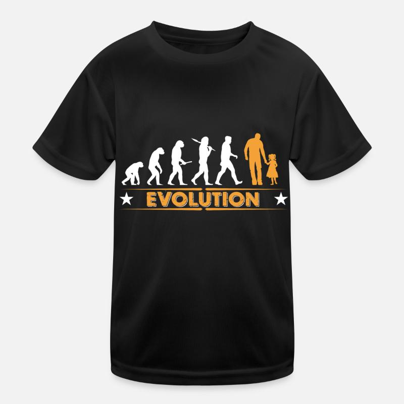Père et fille - evolution - orange/blanc - T-shirt sport Enfant - noir