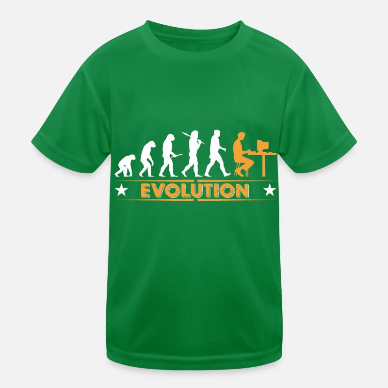 Computer Nerd Evolution - orange/weiss Kinder Funktions-T-Shirt