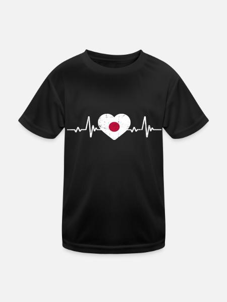Japan Heart Japanese Flag Retro - Kids Functional T-Shirt - black - Front