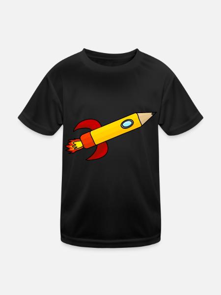 Crayon fusée Scolarisation enfants école - T-shirt sport Enfant - noir - Devant