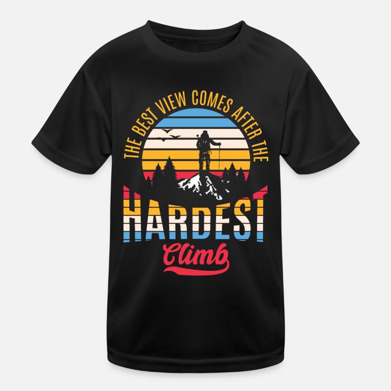 Hiker Mountaineer Climber Mountains Kids Functional T-Shirt