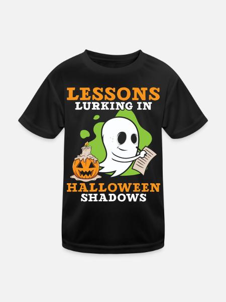 Lektionen, die in den Schatten von Halloween lauer - Kinder Funktions-T-Shirt - Schwarz - Vorne