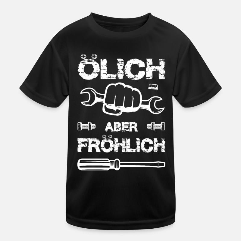 Oily but cheerful mechanic oily Kids Functional T-Shirt