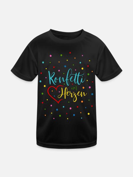 Konfetti im Herzen - Kinder Funktions-T-Shirt - Schwarz - Vorne