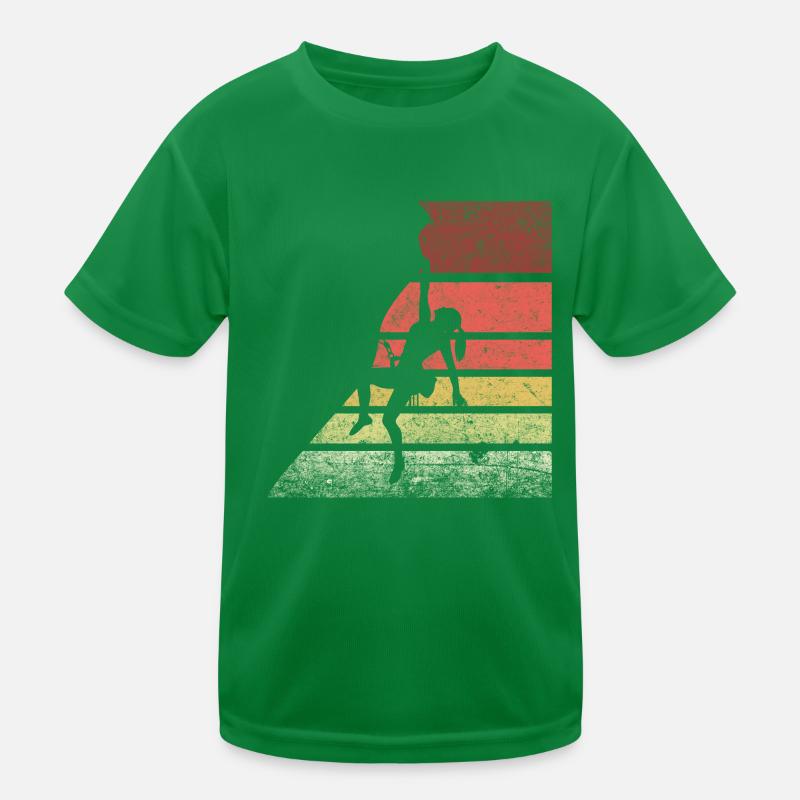 Klettern Retro Silhouette Kinder Funktions-T-Shirt