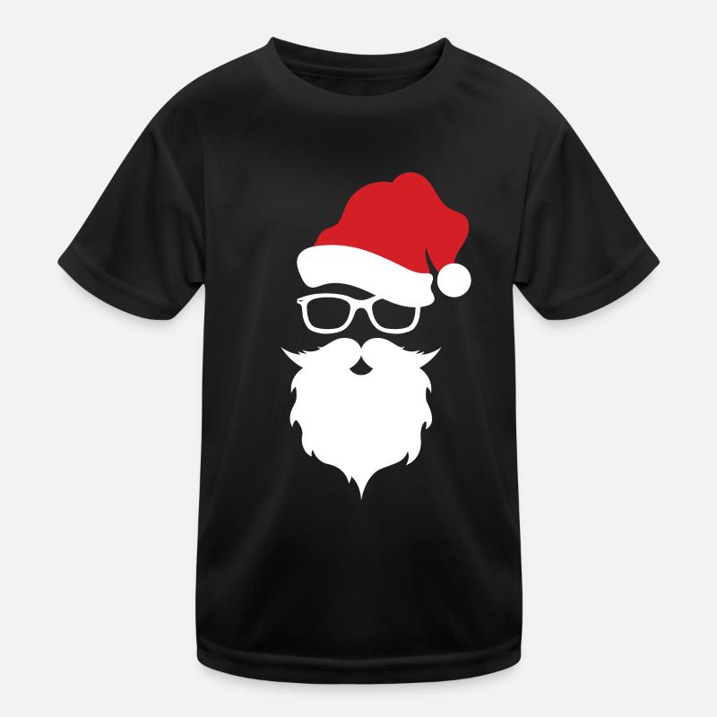 Weihnachtsmann Bart Brille Nikolaus Geschenkidee Kinder Funktions-T-Shirt