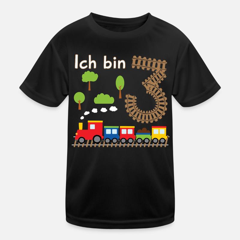 Junge Geburtstagsshirt 3 Jahre Geburtstag Zug Kinder Funktions-T-Shirt