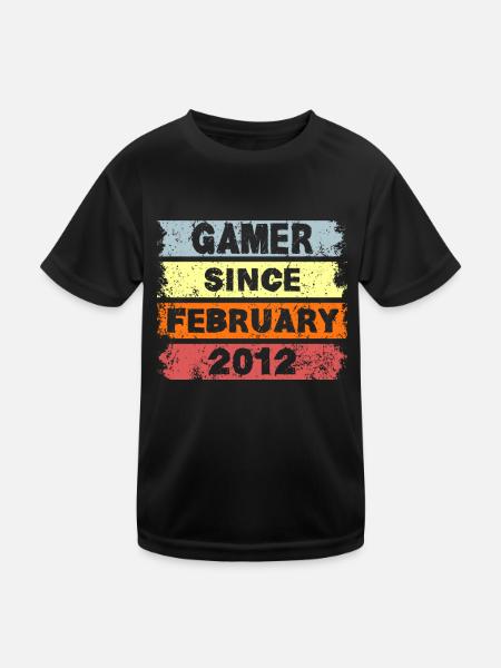 Gamer since February 2012 - Geburtstag - Kinder Funktions-T-Shirt - Schwarz - Vorne