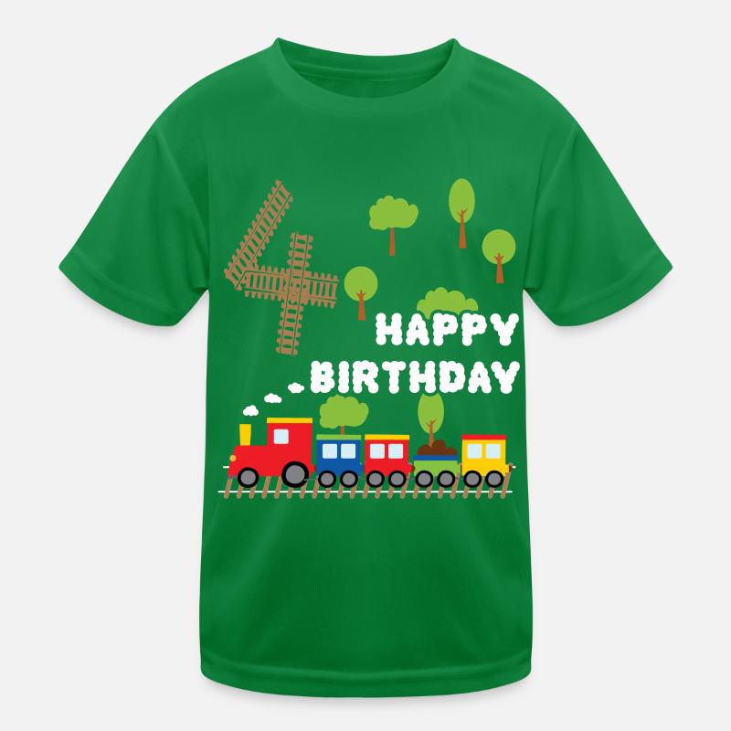 Junge Geburtstagsshirt 4 Jahre Zug Eisenbahn Kinder Funktions-T-Shirt