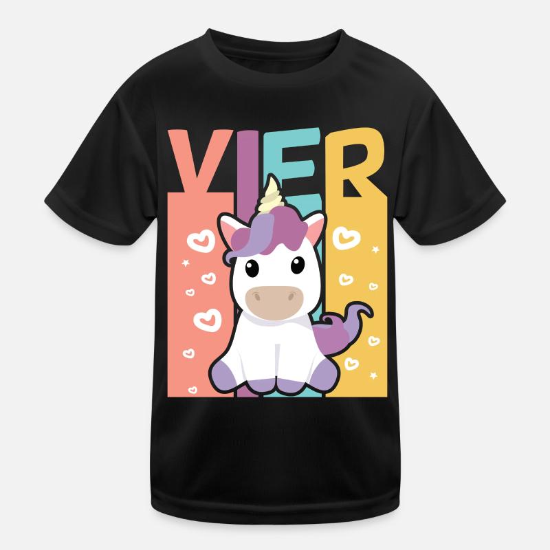 Einhorn Geburtstagsshirt 4 Jahre Mädchen Einhorn Kinder Funktions-T-Shirt