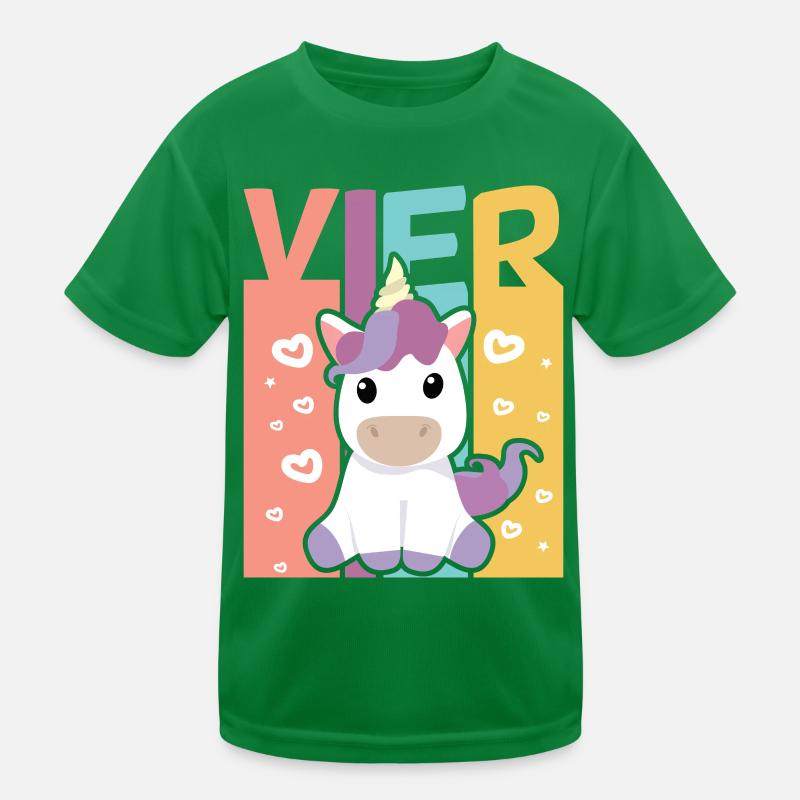 Einhorn Geburtstagsshirt 4 Jahre Mädchen Einhorn Kinder Funktions-T-Shirt