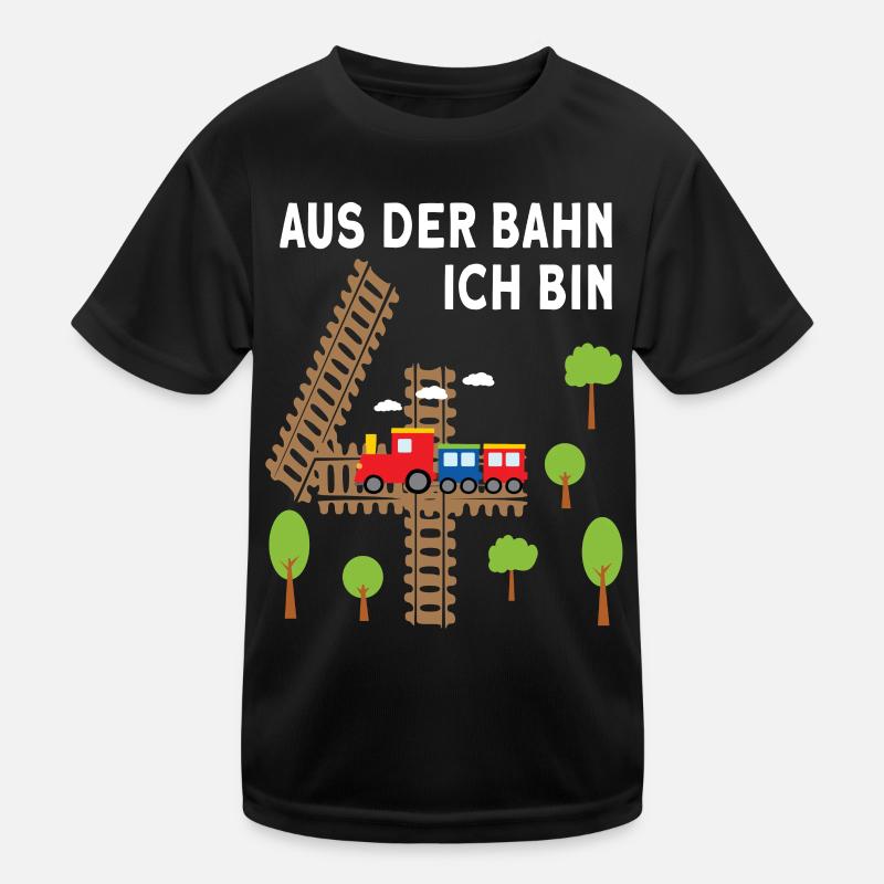 Junge Geburtstag 4 Jahre Zug Eisenbahn Geburtstag Kinder Funktions-T-Shirt