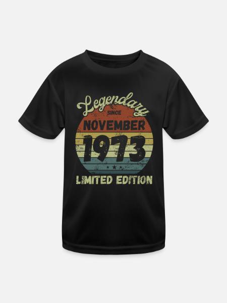 Legendary since November 1973 - Geburtstag - Kinder Funktions-T-Shirt - Schwarz - Vorne