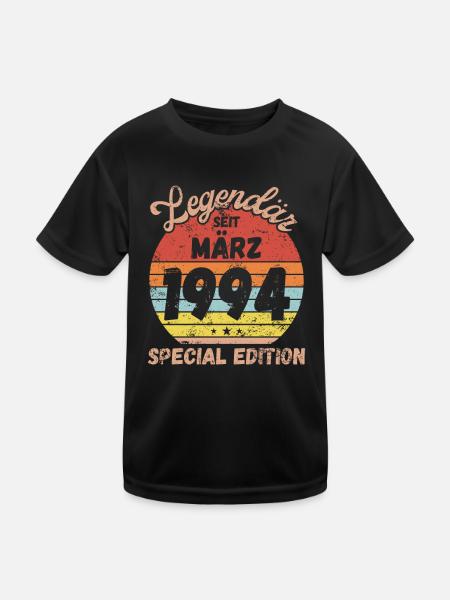 März 1994 - Geburtstag im März - Kinder Funktions-T-Shirt - Schwarz - Vorne