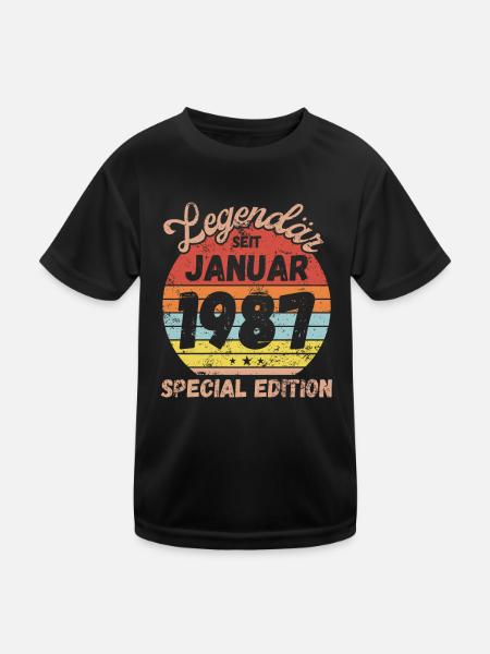 Januar 1987 - Geburtstag im Januar - Kinder Funktions-T-Shirt - Schwarz - Vorne