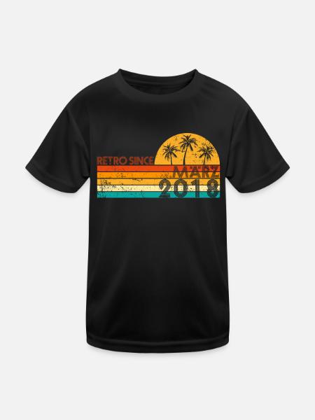 Retro since März 2018 - Geburtstag im März - Kinder Funktions-T-Shirt - Schwarz - Vorne
