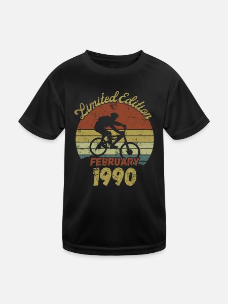 Geburtstag Fahrrad Bike February 1990 - Kinder Funktions-T-Shirt - Schwarz - Vorne
