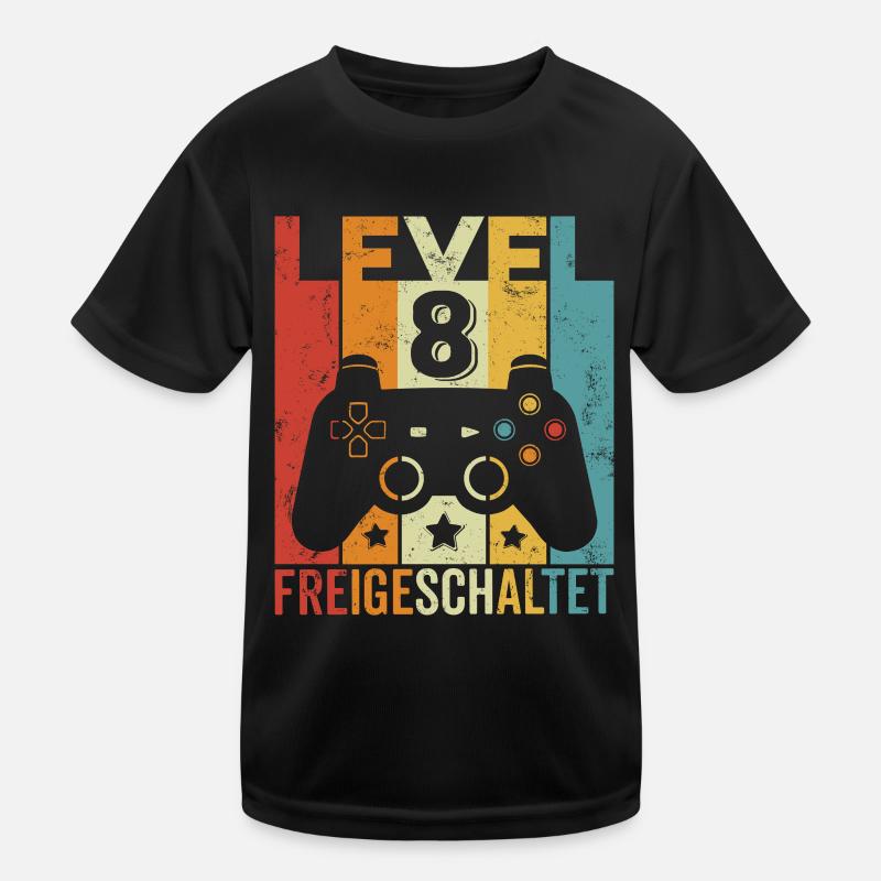 Level 8 Freigeschaltet 8 Geburtstag Junge Mädchen Kinder Funktions-T-Shirt