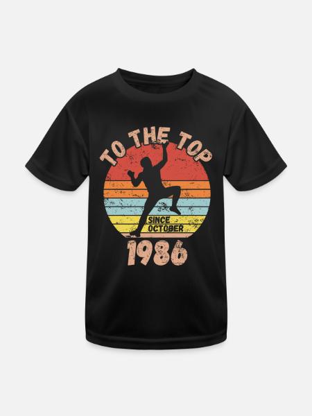 Geburtstag Klettern Bouldern seit Oktober 1986 - Kinder Funktions-T-Shirt - Schwarz - Vorne