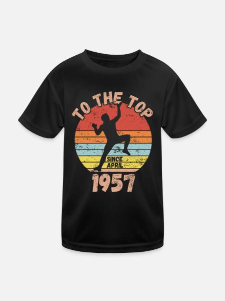 Geburtstag Klettern Bouldern seit April 1957 - Kinder Funktions-T-Shirt - Schwarz - Vorne