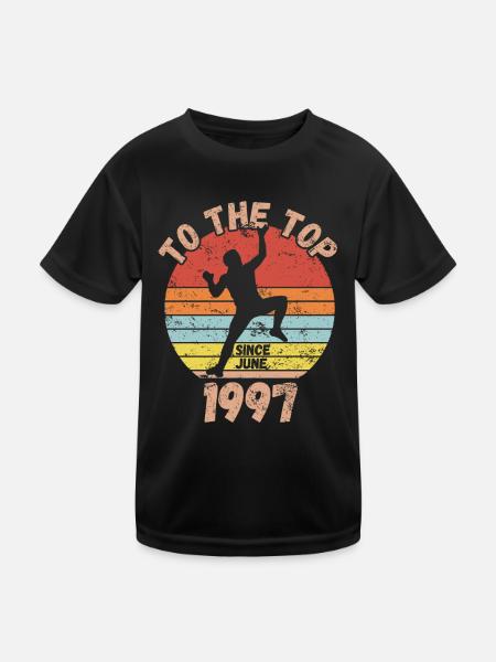 Geburtstag Klettern Bouldern seit Juni 1997 - Kinder Funktions-T-Shirt - Schwarz - Vorne
