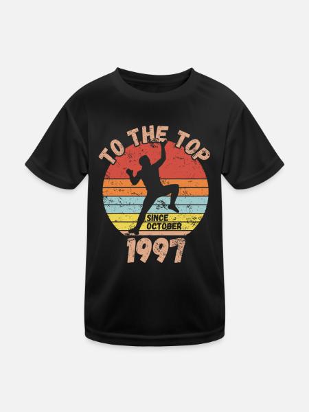Geburtstag Klettern Bouldern seit Oktober 1997 - Kinder Funktions-T-Shirt - Schwarz - Vorne