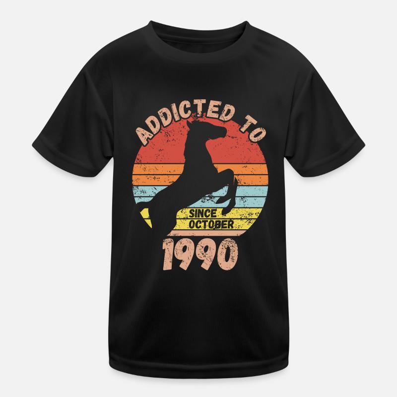 Birthday Horses Riding October 1990 Kids Functional T-Shirt