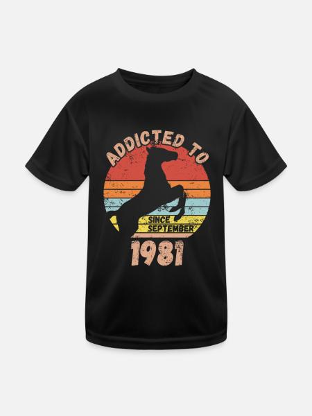 Anniversaire Équitation Septembre 1981 - T-shirt sport Enfant - noir - Devant