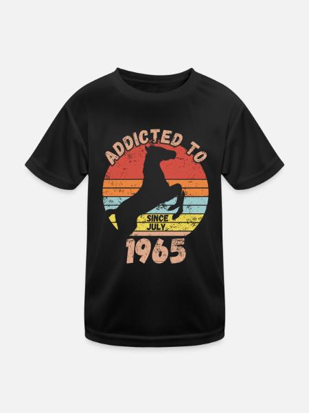 Geburtstag Pferde Reiten Juli 1965 - Kinder Funktions-T-Shirt - Schwarz - Vorne