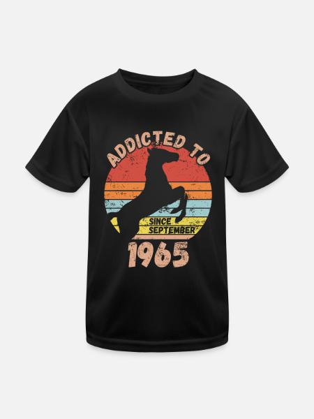 Geburtstag Pferde Reiten September 1965 - Kinder Funktions-T-Shirt - Schwarz - Vorne