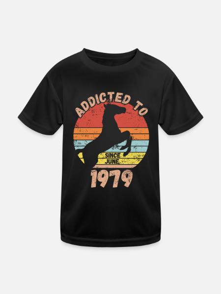 Anniversaire Équitation Juin 1979 - T-shirt sport Enfant - noir - Devant
