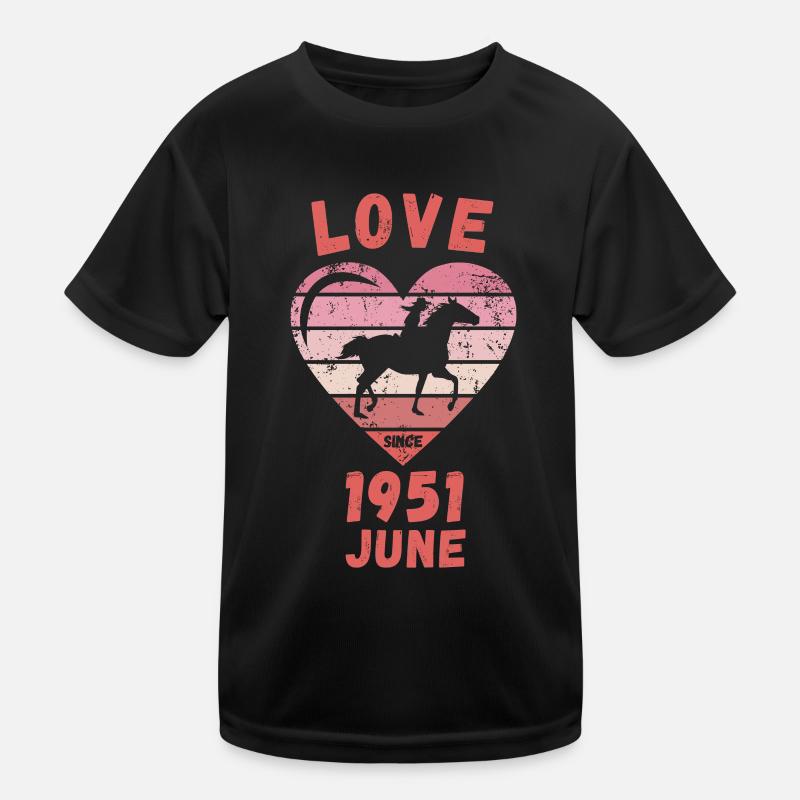 Love Pferde Reiten Geburtstag Juni 1951 Kinder Funktions-T-Shirt