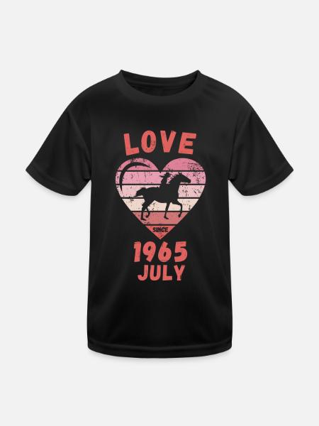 Love Pferde Reiten Geburtstag Juli 1965 - Kinder Funktions-T-Shirt - Schwarz - Vorne