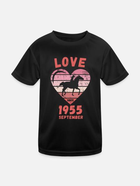 Amour équitation Anniversaire Septembre 1955 - T-shirt sport Enfant - noir - Devant