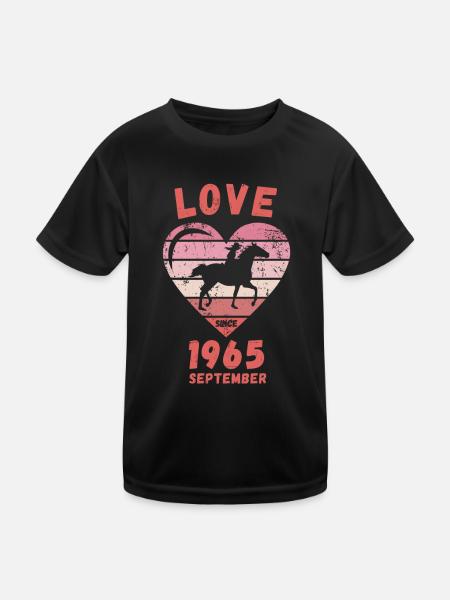 Love Pferde Reiten Geburtstag September 1965 - Kinder Funktions-T-Shirt - Schwarz - Vorne