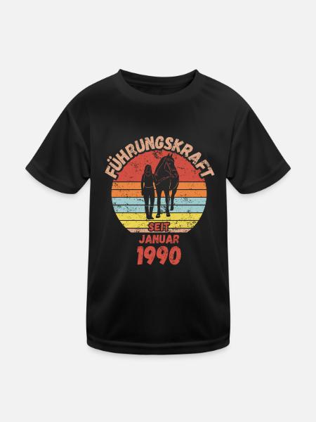 Führungskraft Reiten Geburtstag Januar 1990 - Kinder Funktions-T-Shirt - Schwarz - Vorne