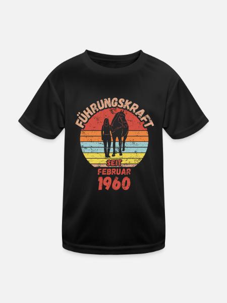 Führungskraft Reiten Geburtstag Februar 1960 - Kinder Funktions-T-Shirt - Schwarz - Vorne