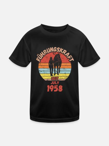 Führungskraft Reiten Geburtstag Juli 1958 - Kinder Funktions-T-Shirt - Schwarz - Vorne