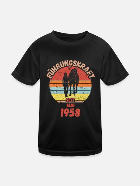 Führungskraft Reiten Geburtstag Mai 1958 - Kinder Funktions-T-Shirt - Schwarz - Vorne
