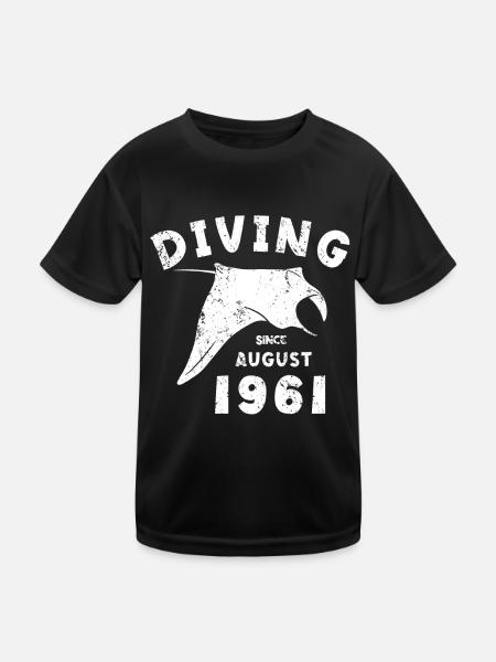 Anniversaire du plongeur - Plongée depuis août 1961 - T-shirt sport Enfant - noir - Devant