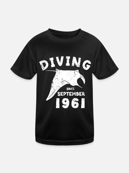 Anniversaire du plongeur - Plongée depuis septembre 1961 - T-shirt sport Enfant - noir - Devant
